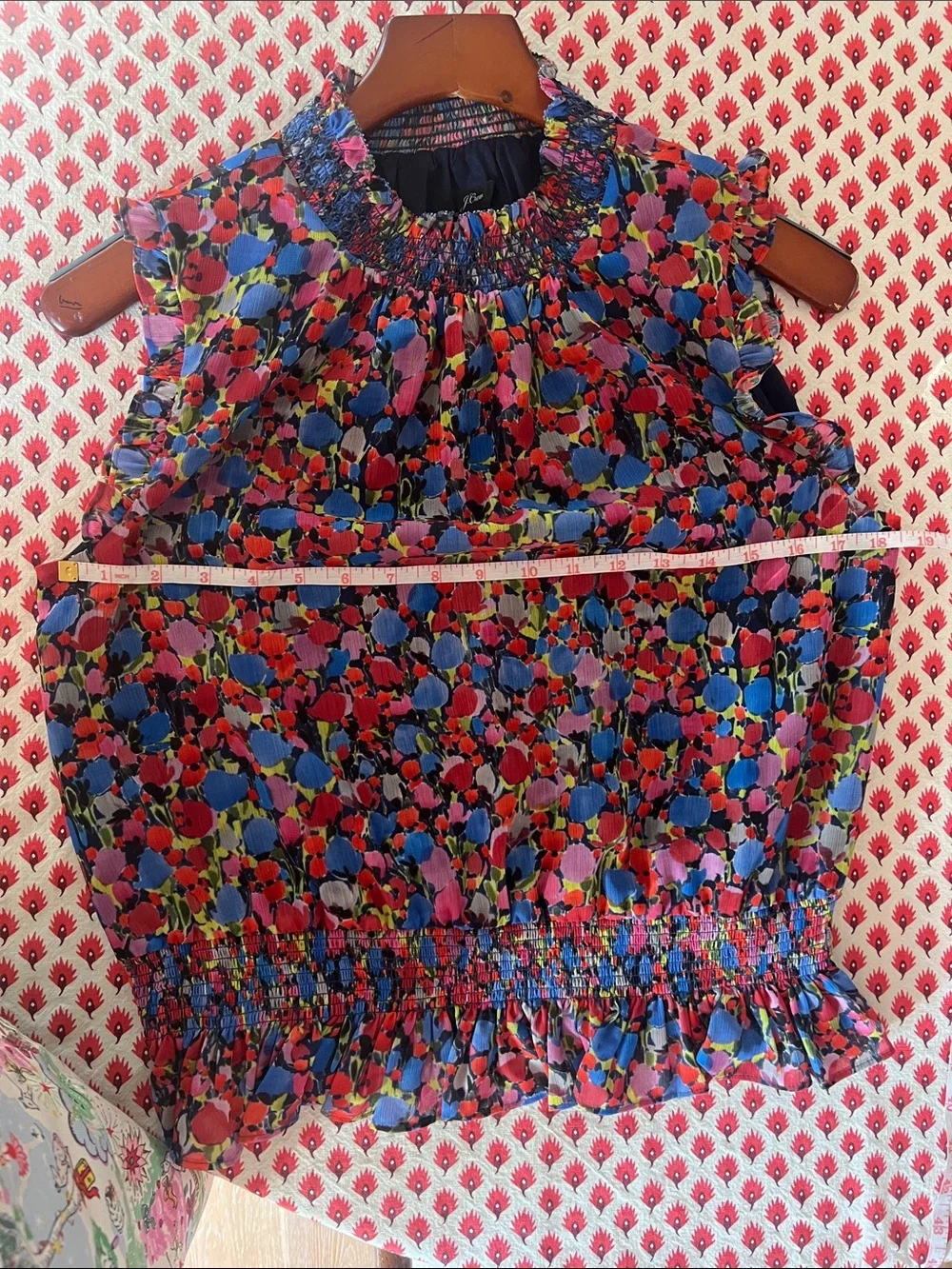 J Crew Sleeveless Mockneck Top in Watercolor Floral Print | Sz 8